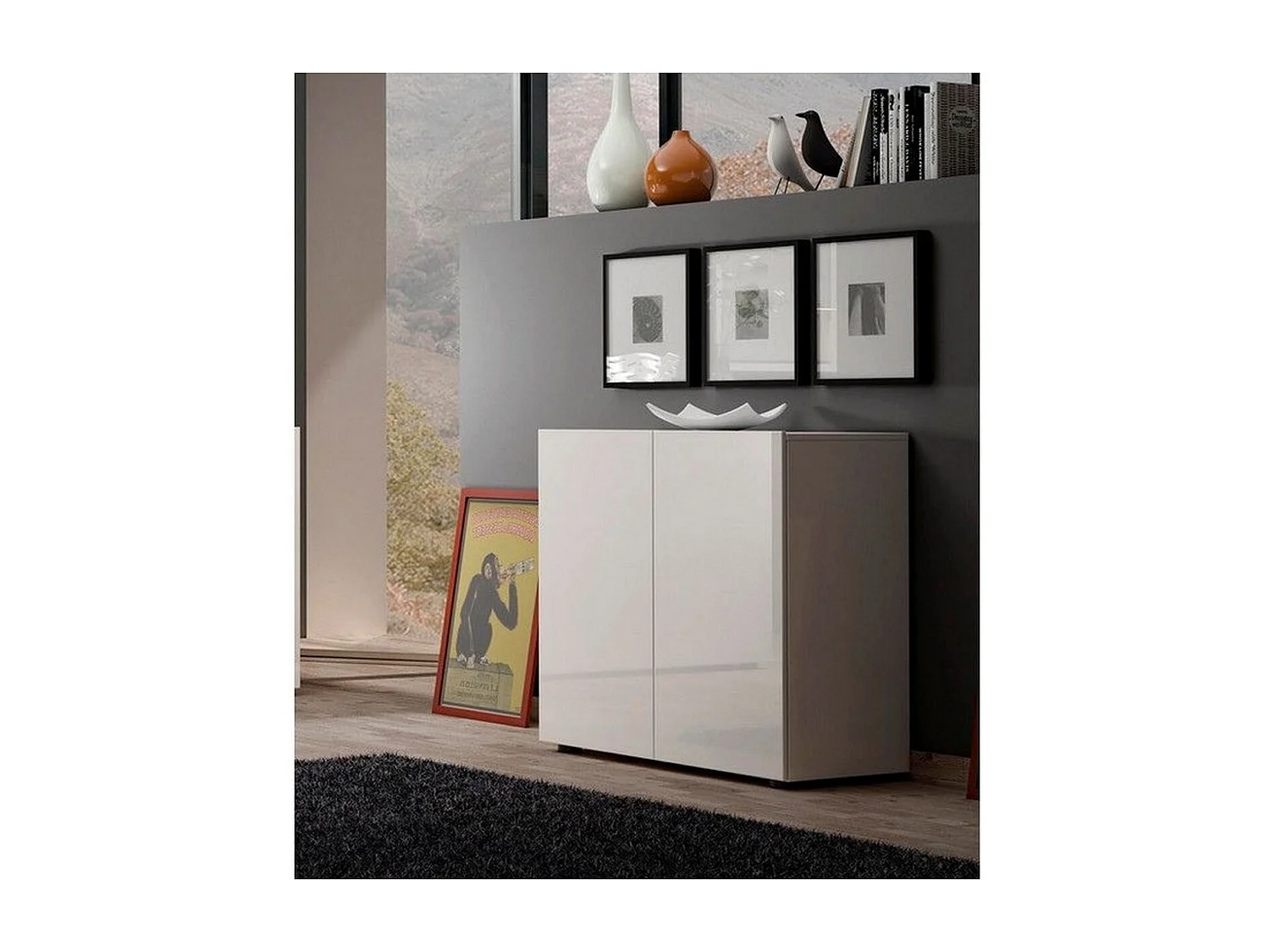 Mobile Multiuso Mister, Bianco, 90x79x38 cm, Seven Design