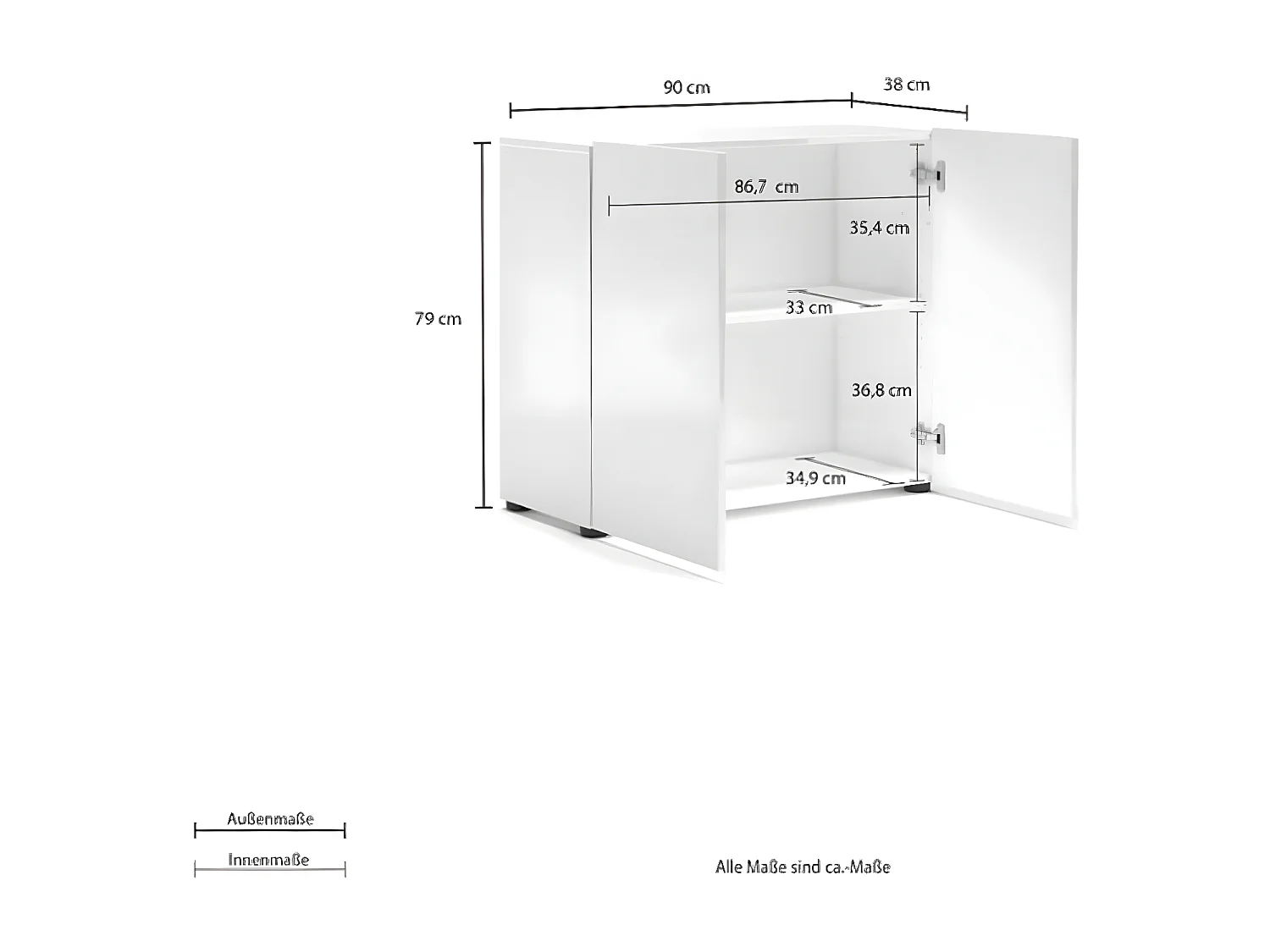 Mobile Multiuso Mister, Bianco, 90x79x38 cm, Seven Design