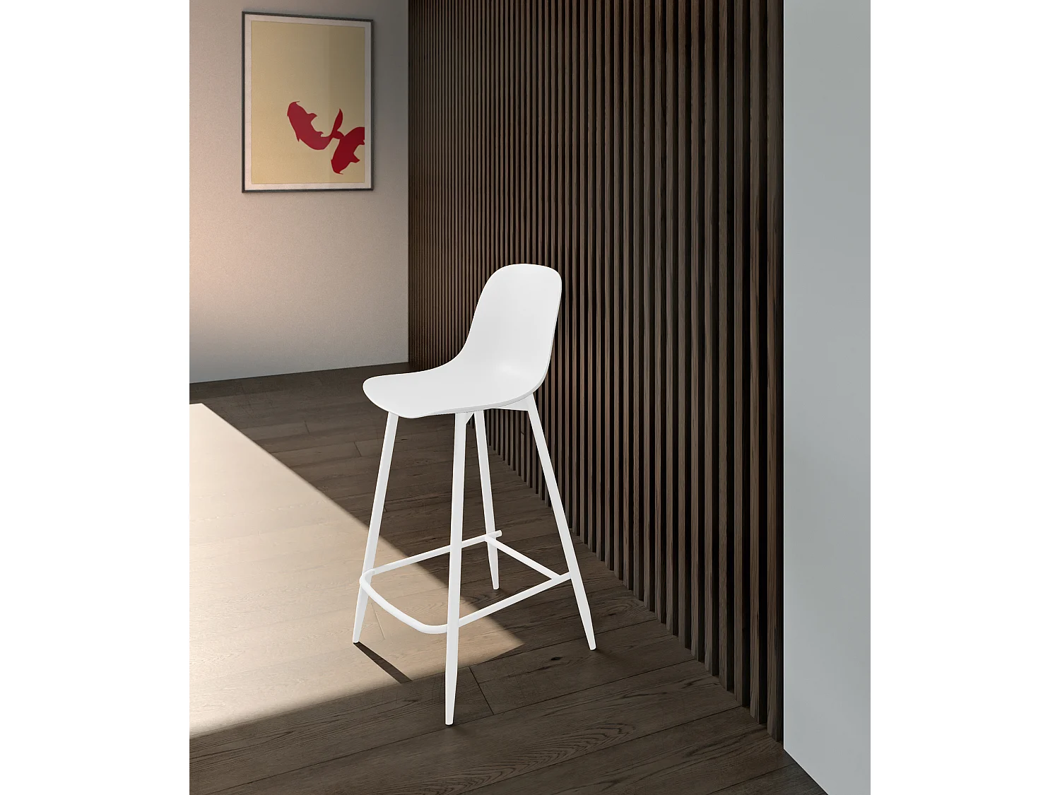 Frida Tabouret en polypropylène blanc Lot de 2 pcs