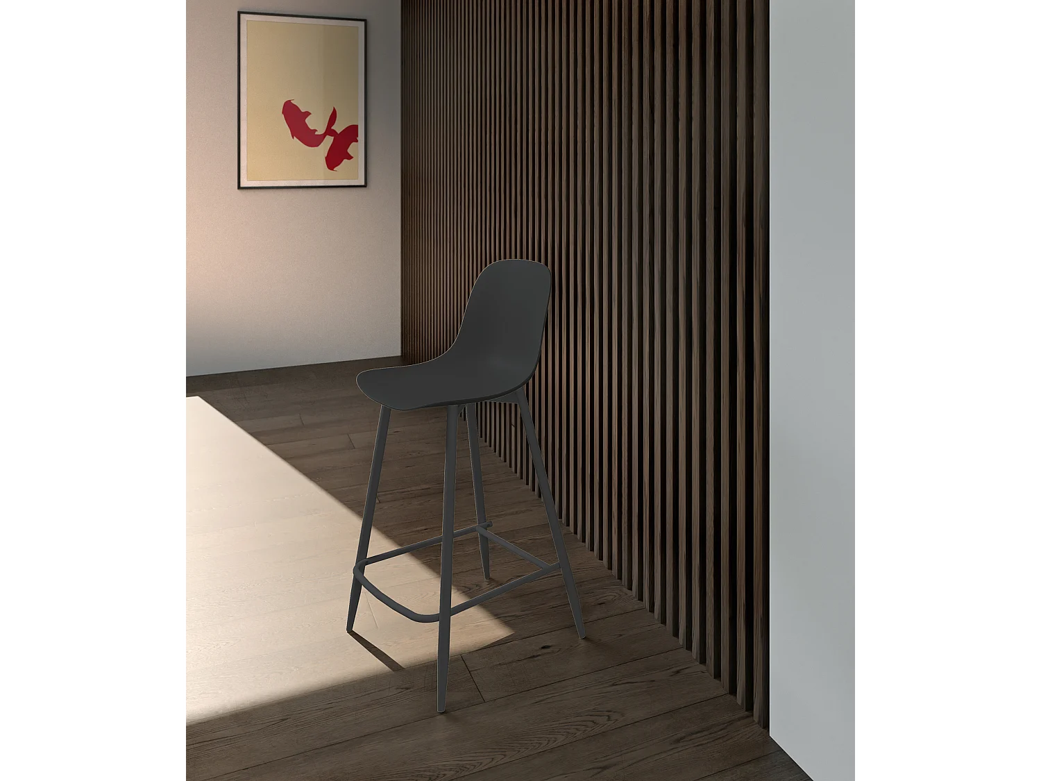 Frida - Sgabello in polipropilene nero - Set da 2 pz