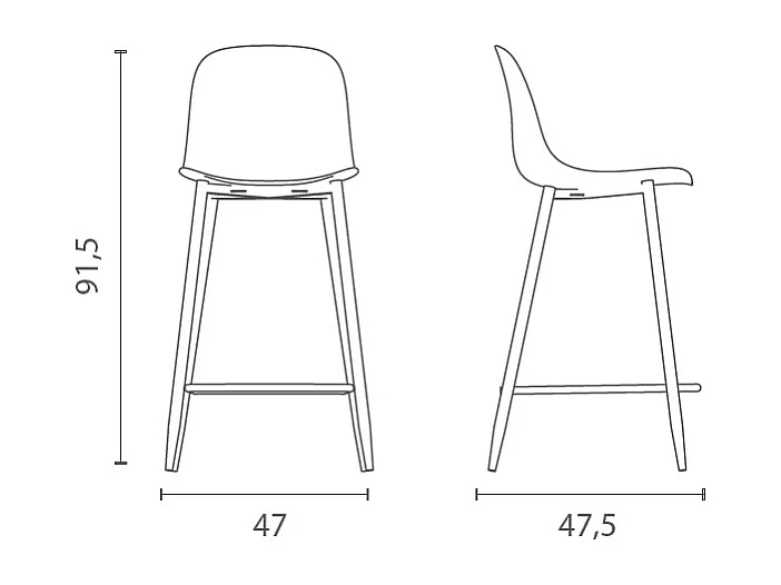 Frida Tabouret en polypropylène noir Lot de 2 pcs