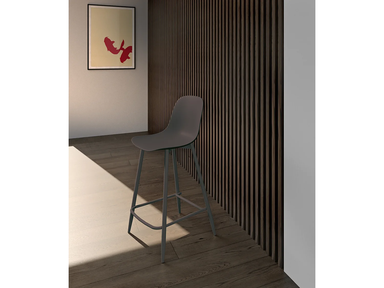 Frida - Taburete de polipropileno gris oscuro - Juego de 4