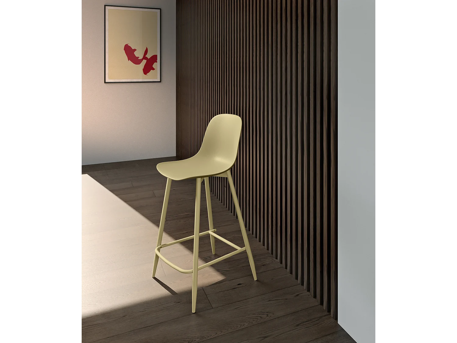 Frida Tabouret en polypropylène jaune Lot de 2 pcs