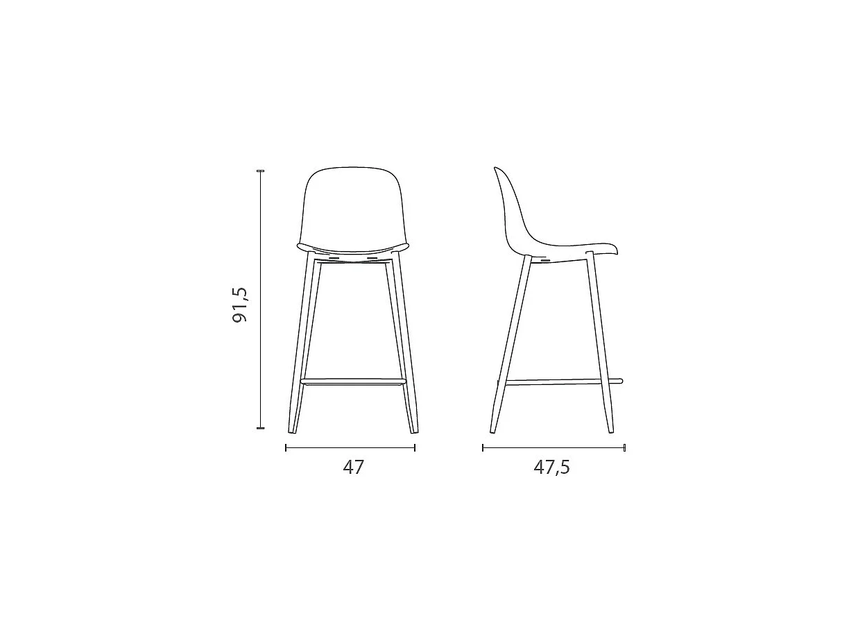 Frida Tabouret en polypropylène jaune Lot de 2 pcs