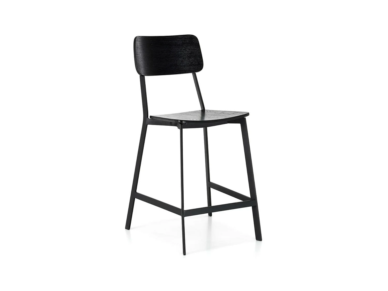 Woody - Zwarte houten kruk - Set van 2 stuks