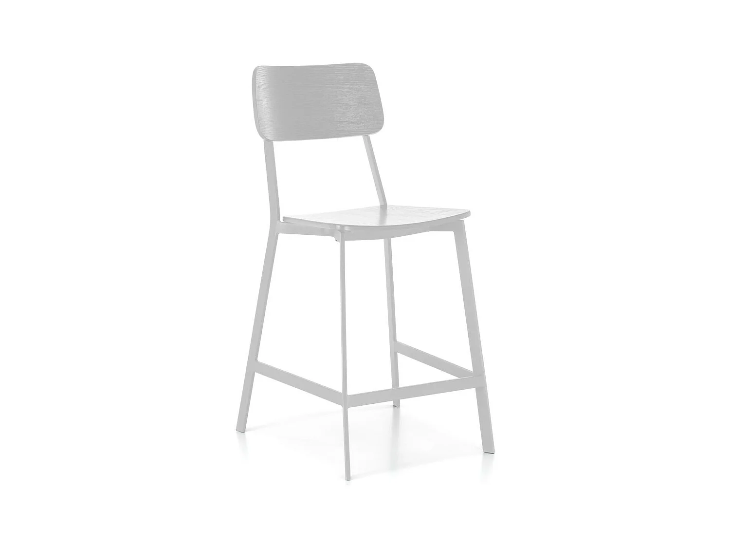 Woody - Witte houten kruk - Set van 2 stuks