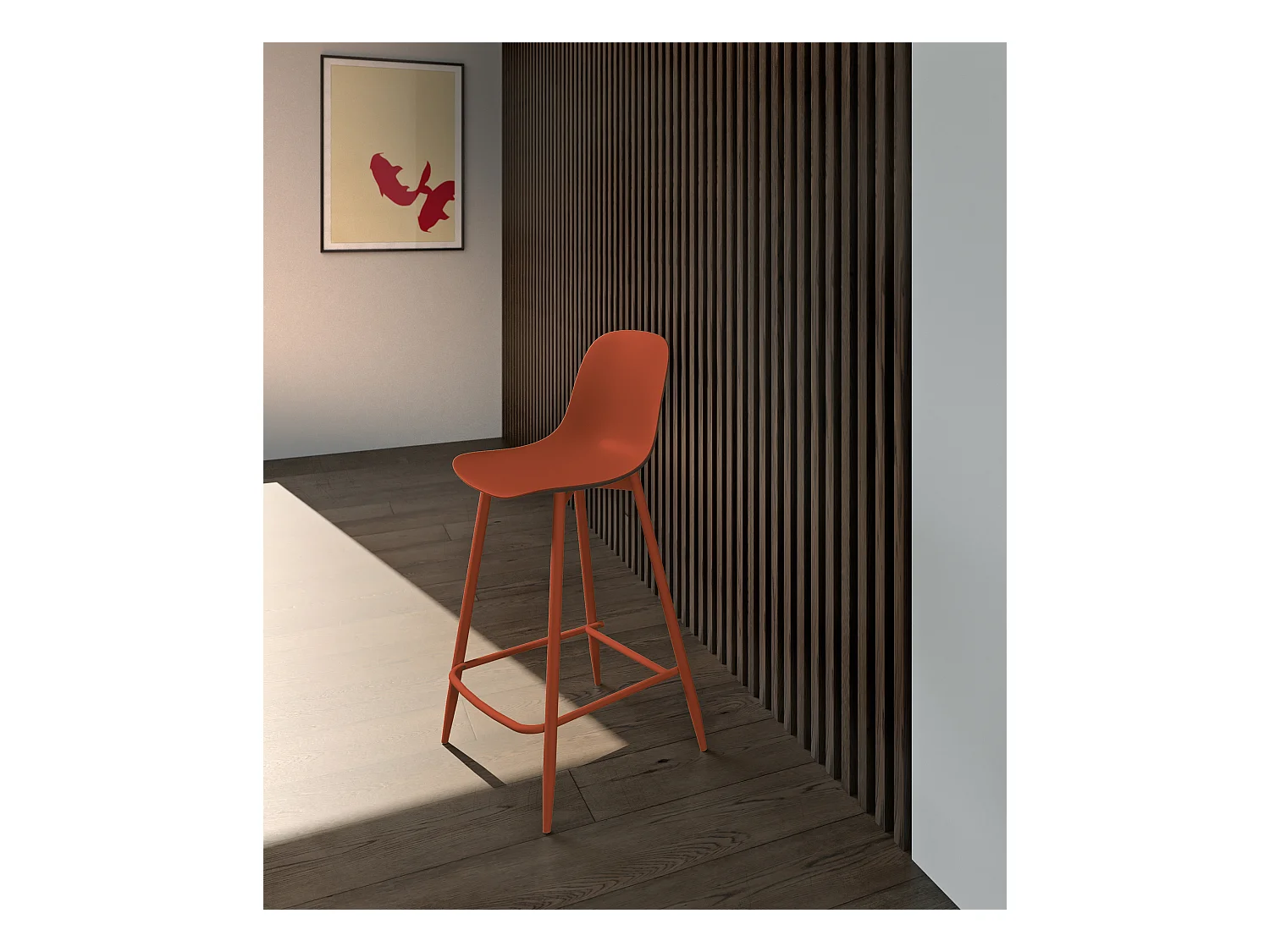 Frida - Rostfarbener Polypropylen-Hocker - 2er-Set