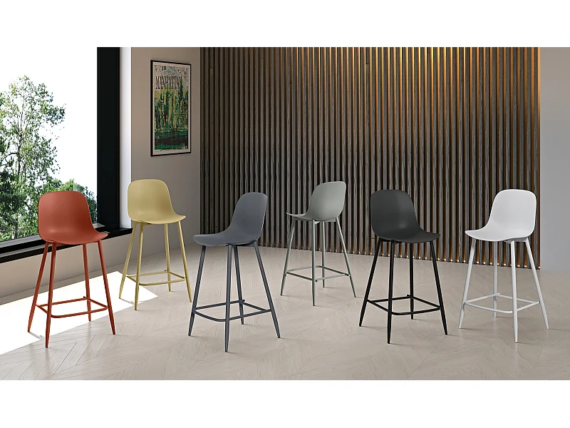 Frida Tabouret en polypropylène rouille Lot de 2 pcs