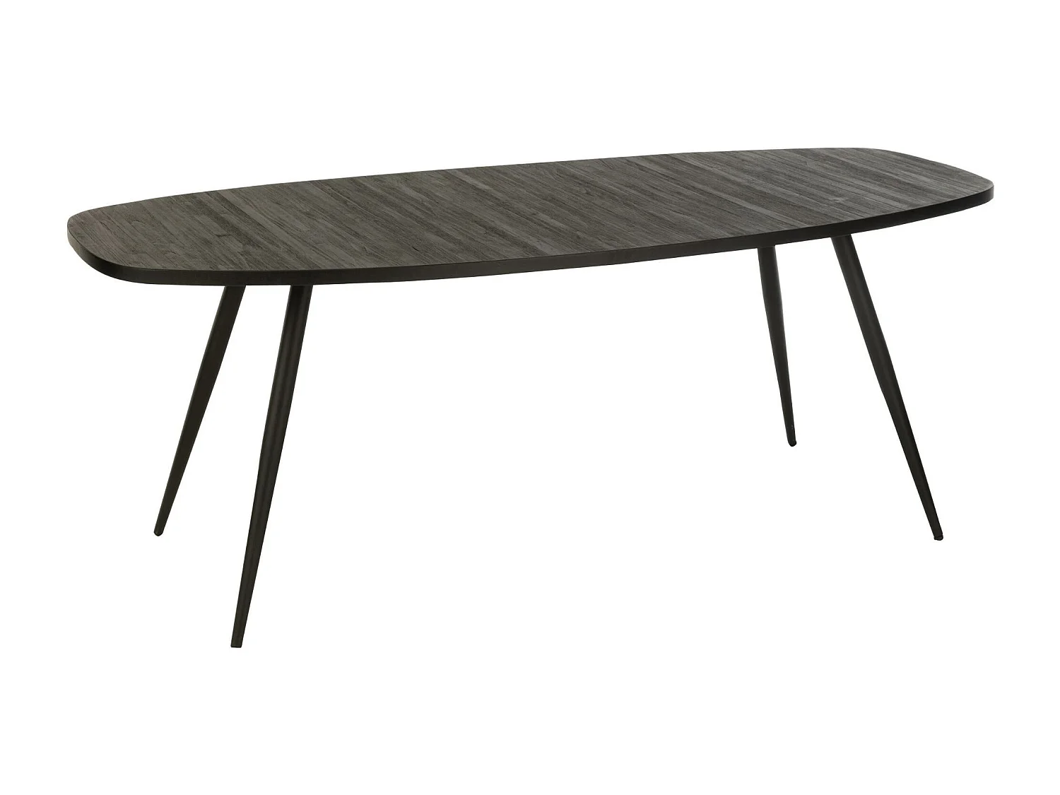 Table à Manger Ovale en Bois "Teck" 200cm Noir