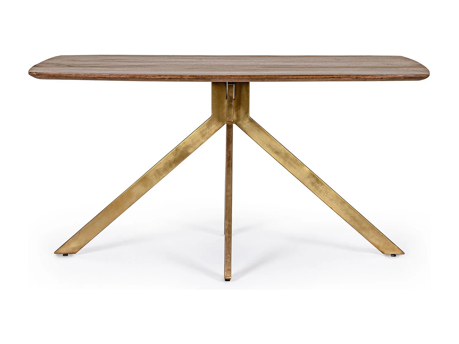 Table de salle à manger en manguier et pied laqué laiton L150 - RINGO