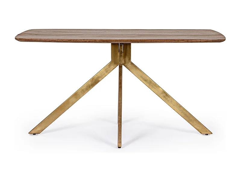 Table de salle à manger en manguier et pied laqué laiton L150 - RINGO