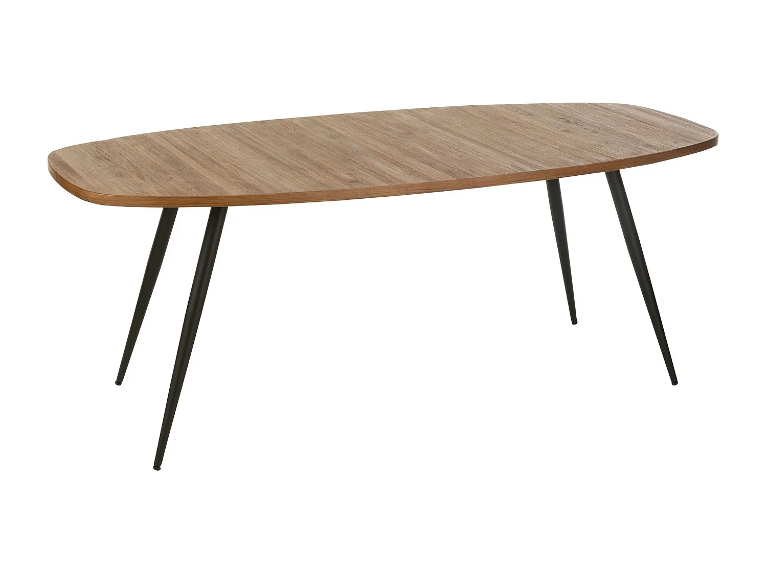 Table à manger ovale en teck recyclé brossé et en métal 6 places L200 - DILI