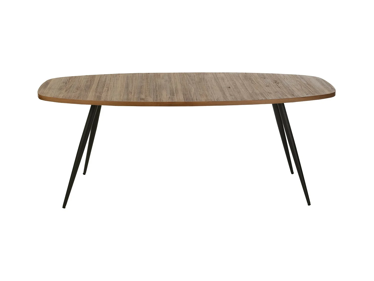 Table à manger ovale en teck recyclé brossé et en métal 6 places L200 - DILI
