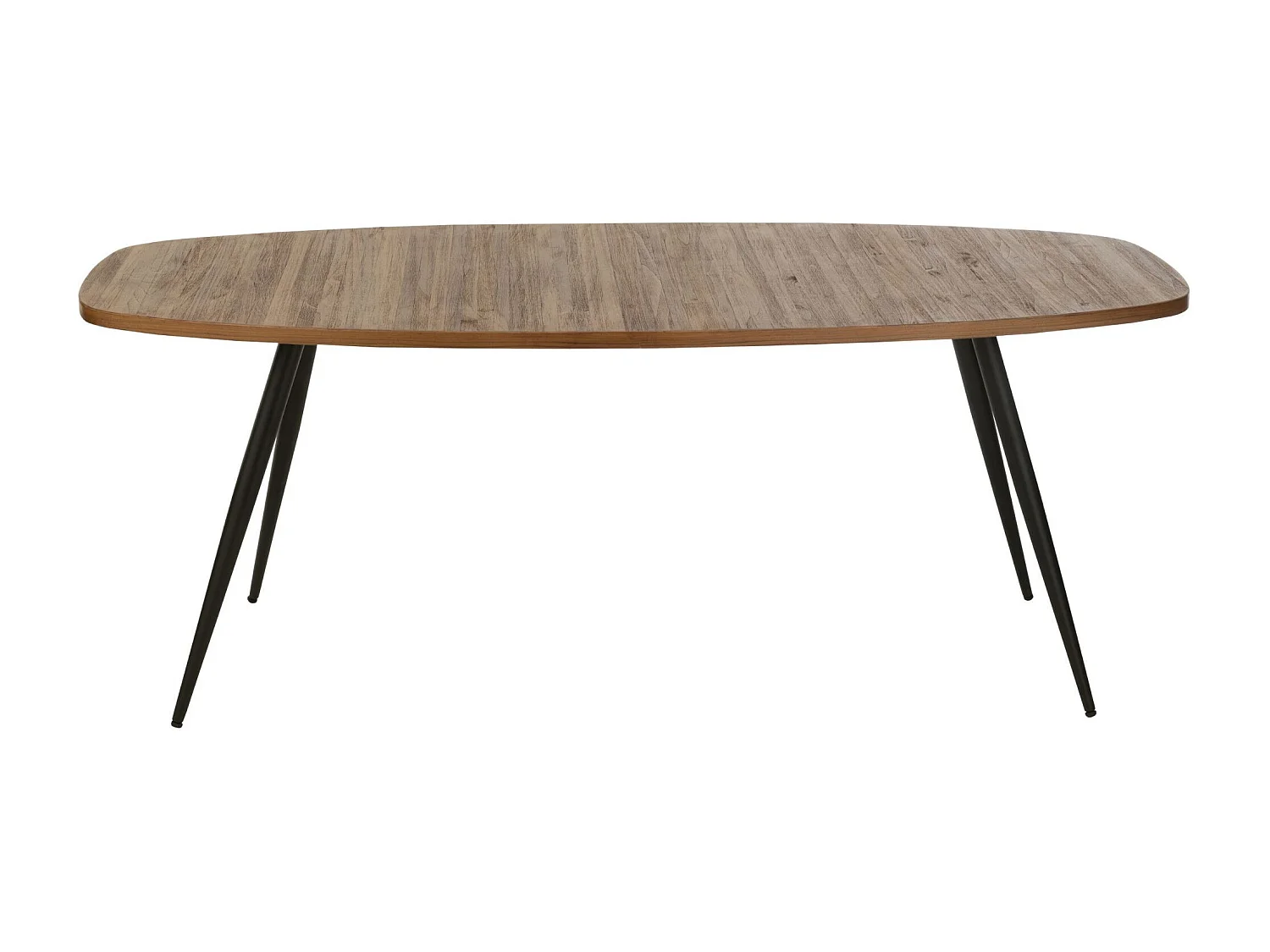 Table à manger ovale en teck recyclé brossé et en métal 6 places L200 - DILI