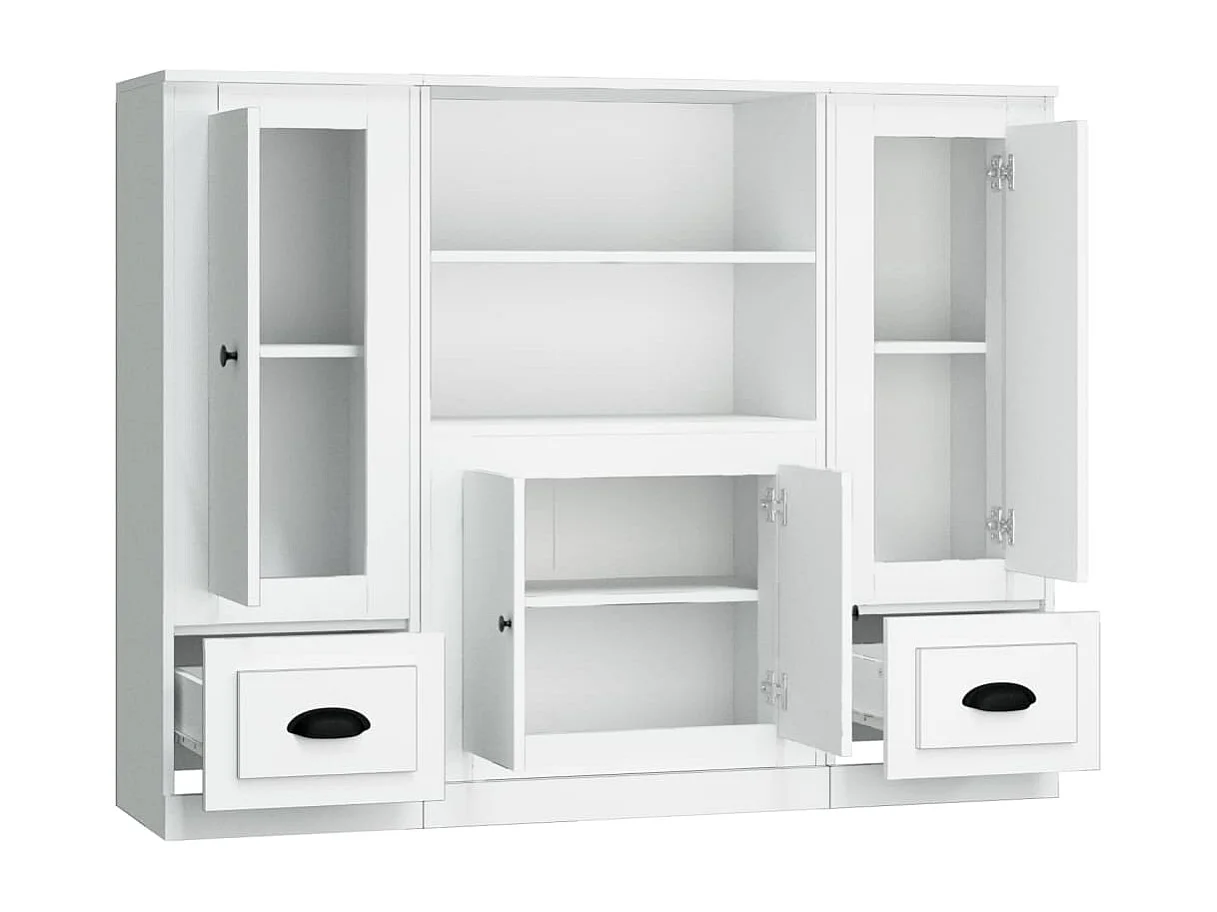Buffets 3 pcs blanc bois d'ingénierie