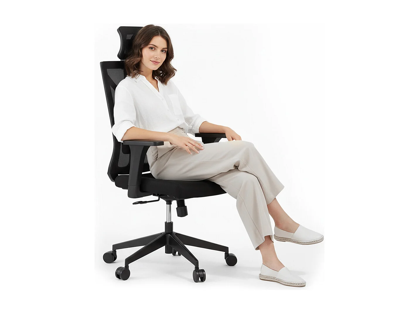 Sedia da ufficio ergonomica con ruote e braccioli - Pebbles