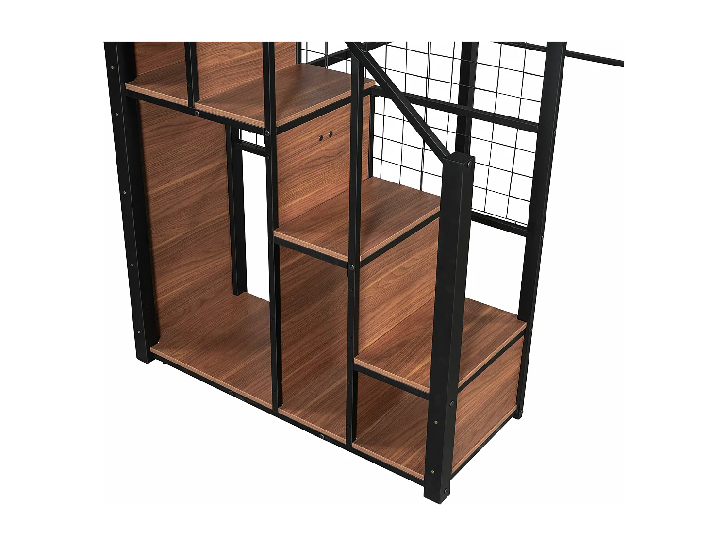 Lit mezzanine pour enfant 140x200cm - avec échelle de sécurité et rangements - Noir