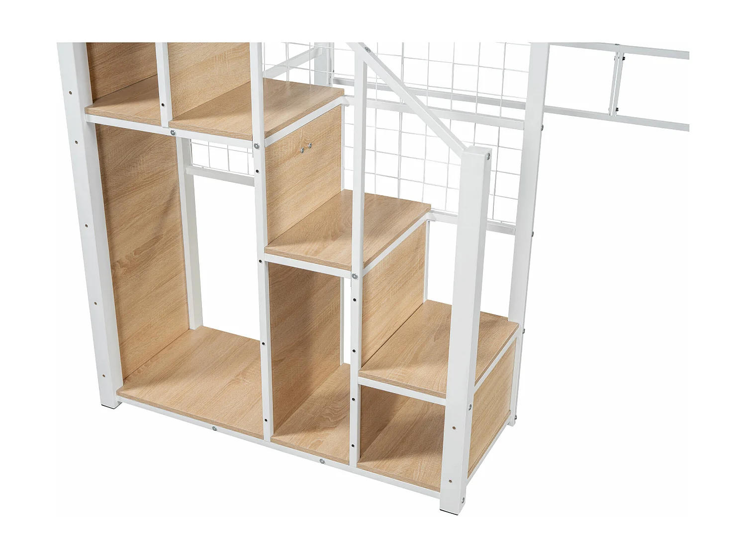 Lit mezzanine pour enfant 90x200cm - avec échelle de sécurité et rangements - Blanc