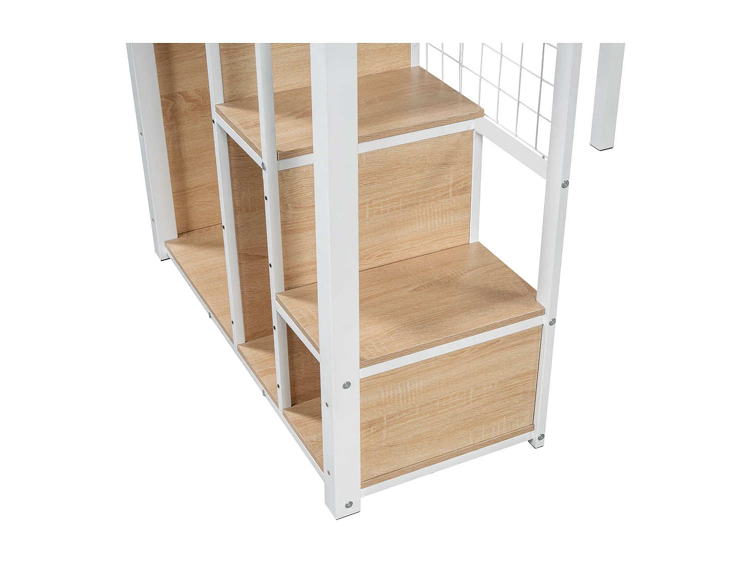 Lit mezzanine pour enfant 90x200cm - avec échelle de sécurité et rangements - Blanc