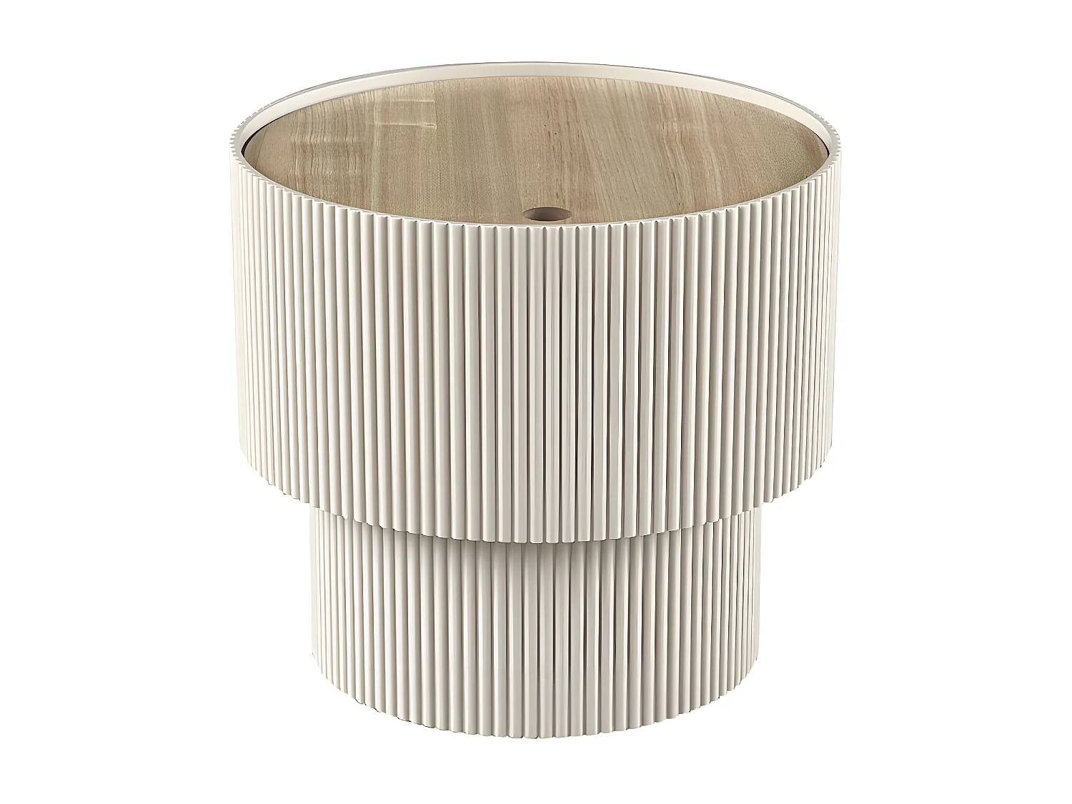 Sand I - Table d'appoint avec rangement en bois ø38,5cm - Beige