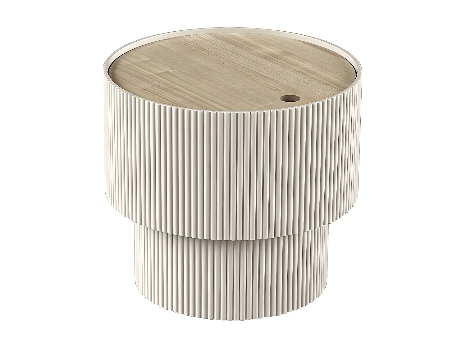 Sand I - Table d'appoint avec rangement en bois ø38,5cm - Beige