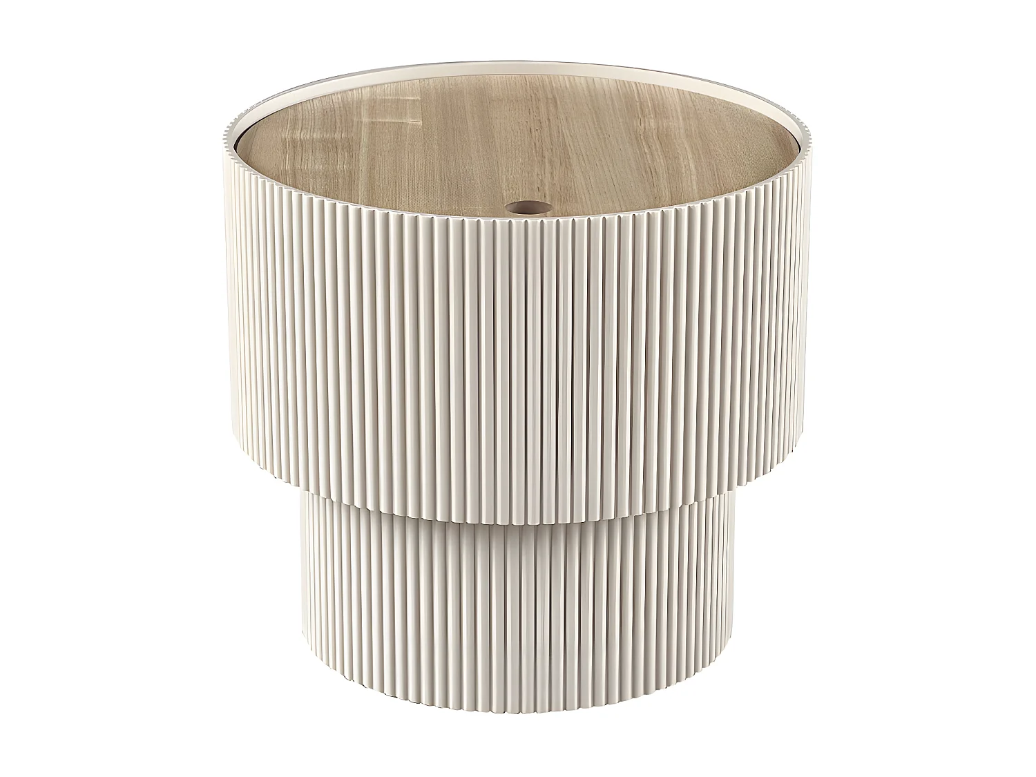 Sand I - Table d'appoint avec rangement en bois ø38,5cm - Beige