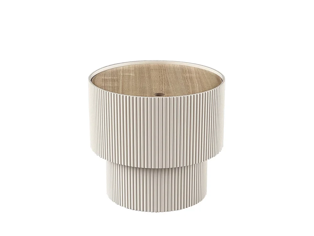 Sand I - Table d'appoint avec rangement en bois ø38,5cm - Beige