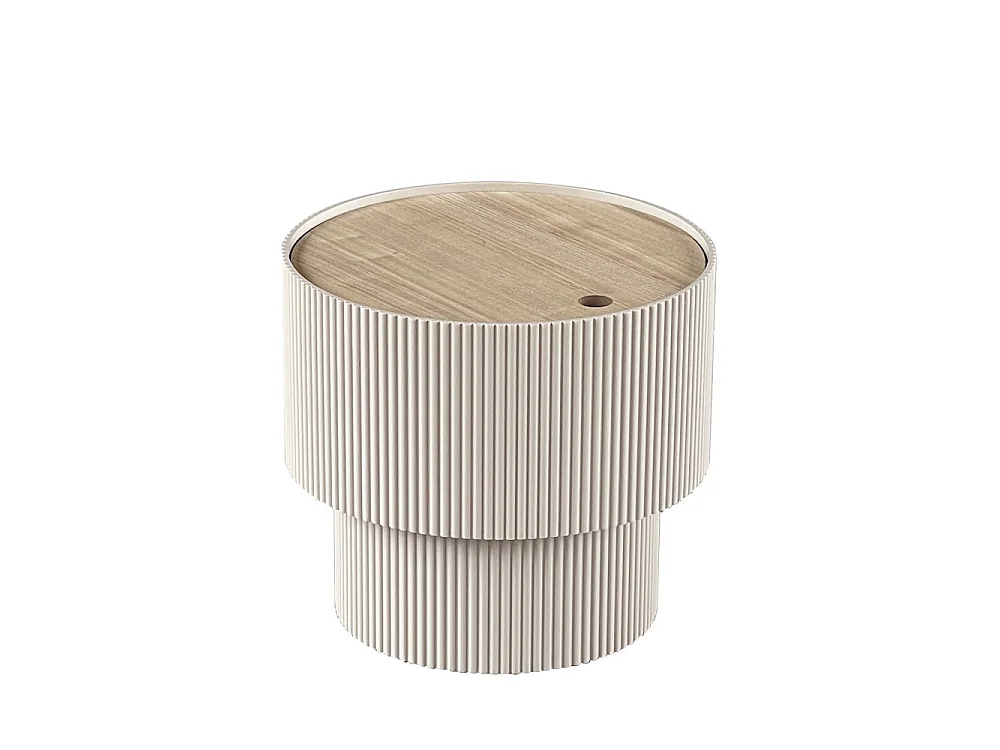 Sand I - Table d'appoint avec rangement en bois ø38,5cm - Beige
