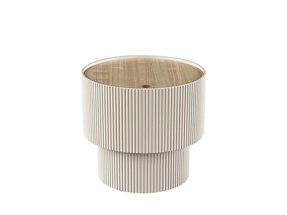 Sand I - Table d'appoint avec rangement en bois ø38,5cm - Beige