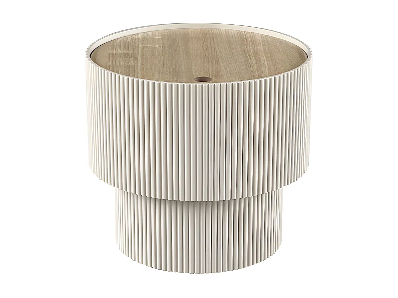 Sand I - Table d'appoint avec rangement en bois ø38,5cm - Beige