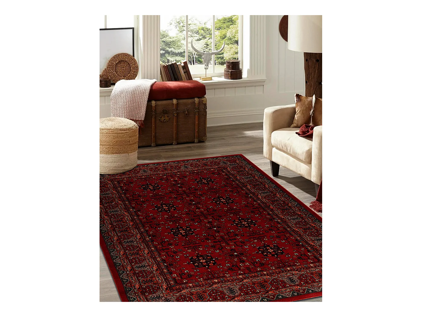 Tappeto di lana KASHQAI 4302 300 Fiori, cornice chiaretto 80x160 cm