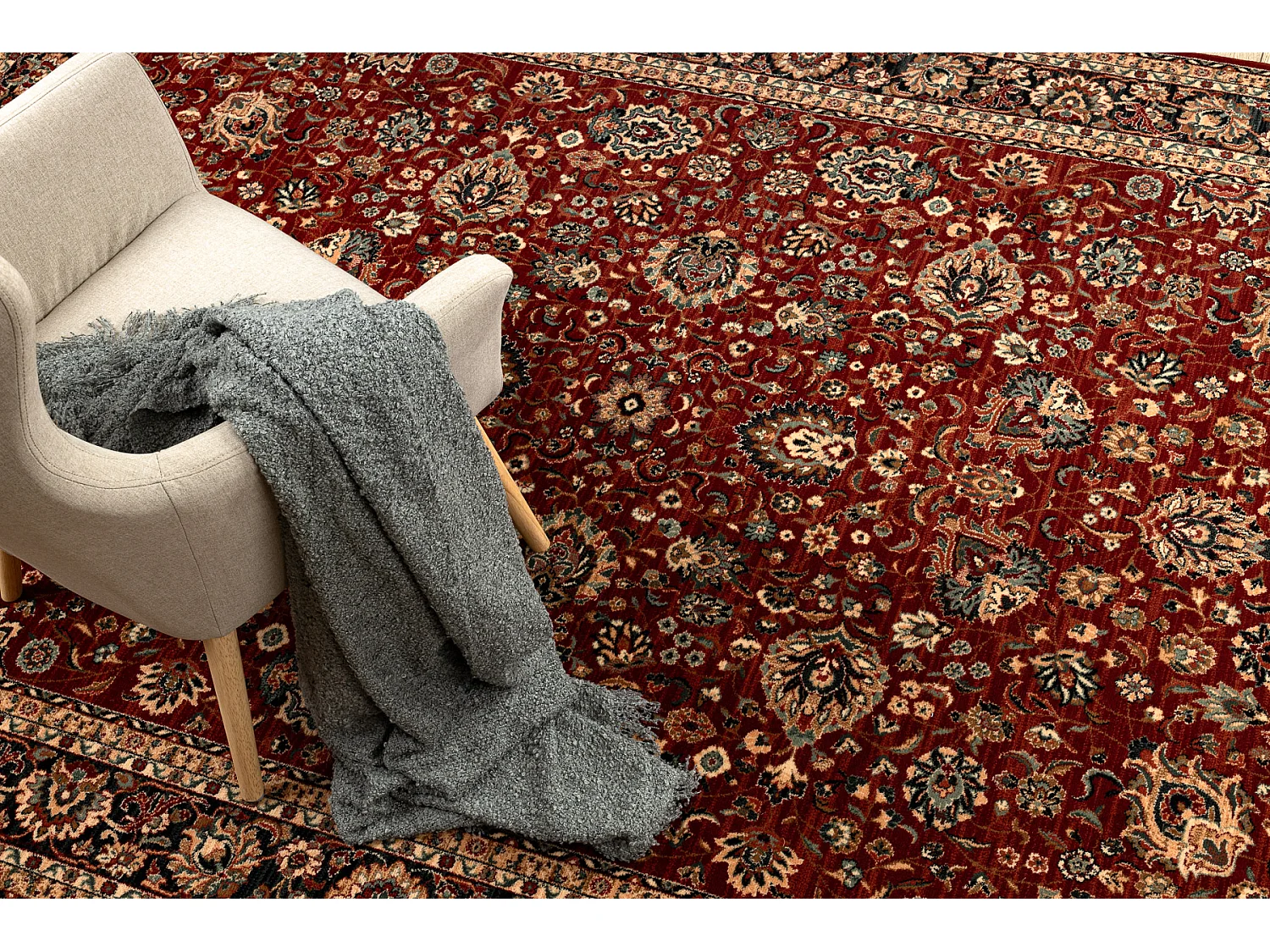 Tapis en laine KASHQAI 4362 300 ornement bordeaux / noir 67x130 cm