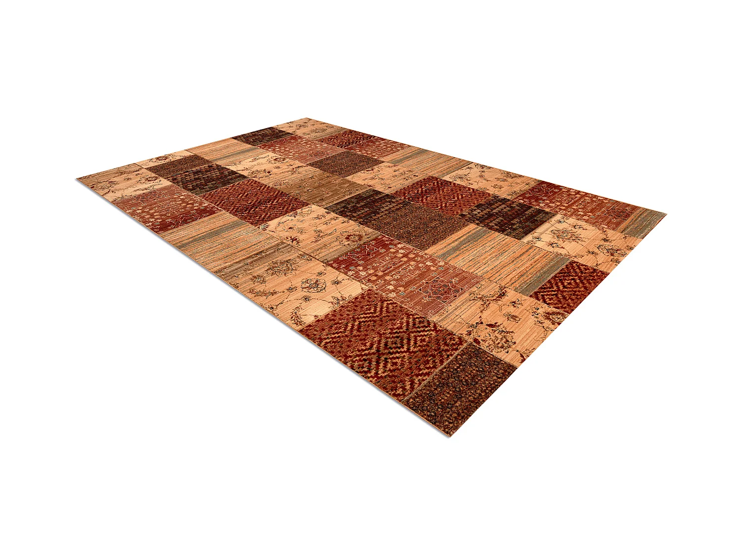 Tapis en laine KASHQAI 4327 101 Patchwork terre cuite 135x200 cm