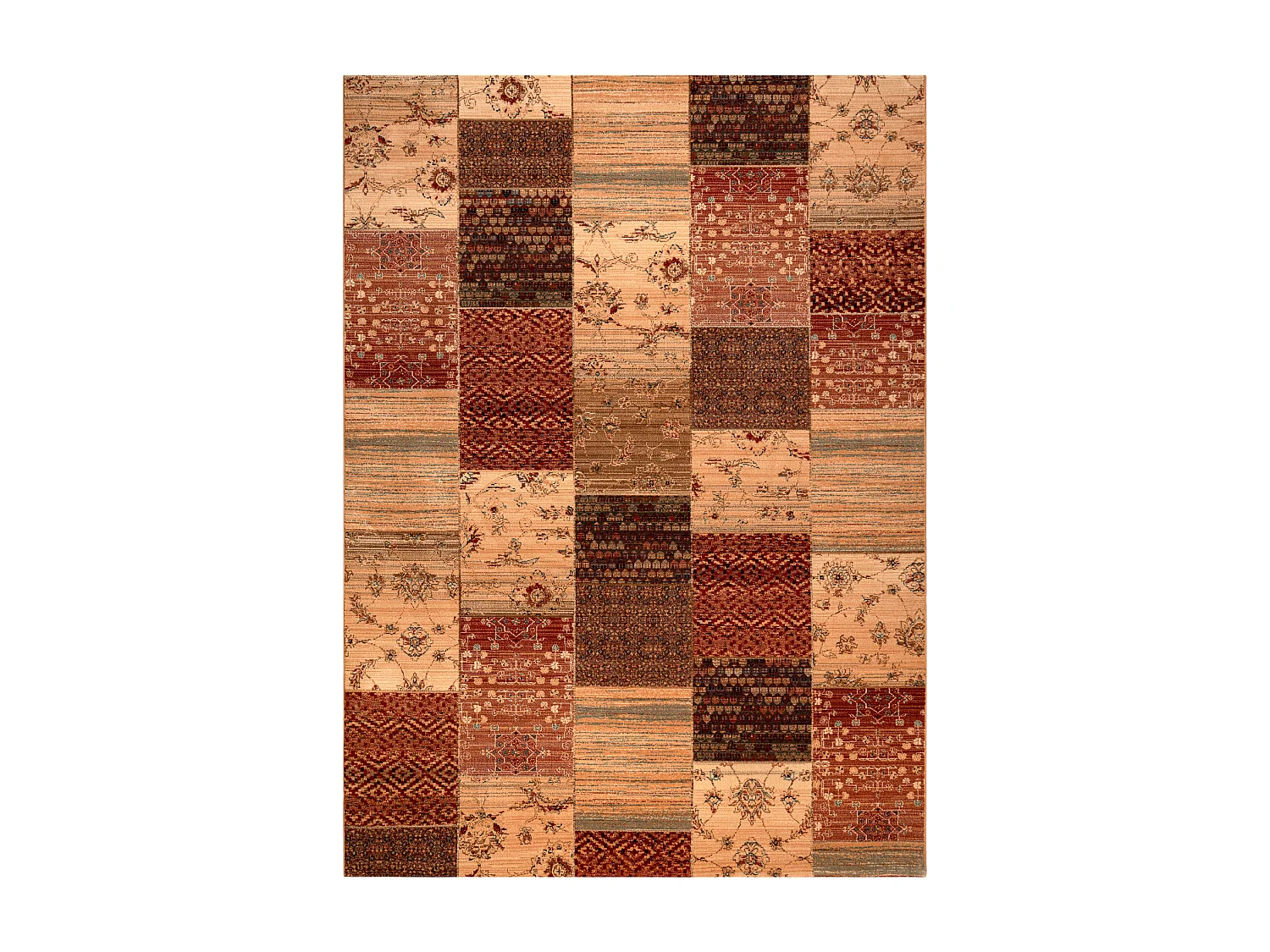 Alfombra de lana KASHQAI 4327 101 Patchwork terracota  135x200 cm