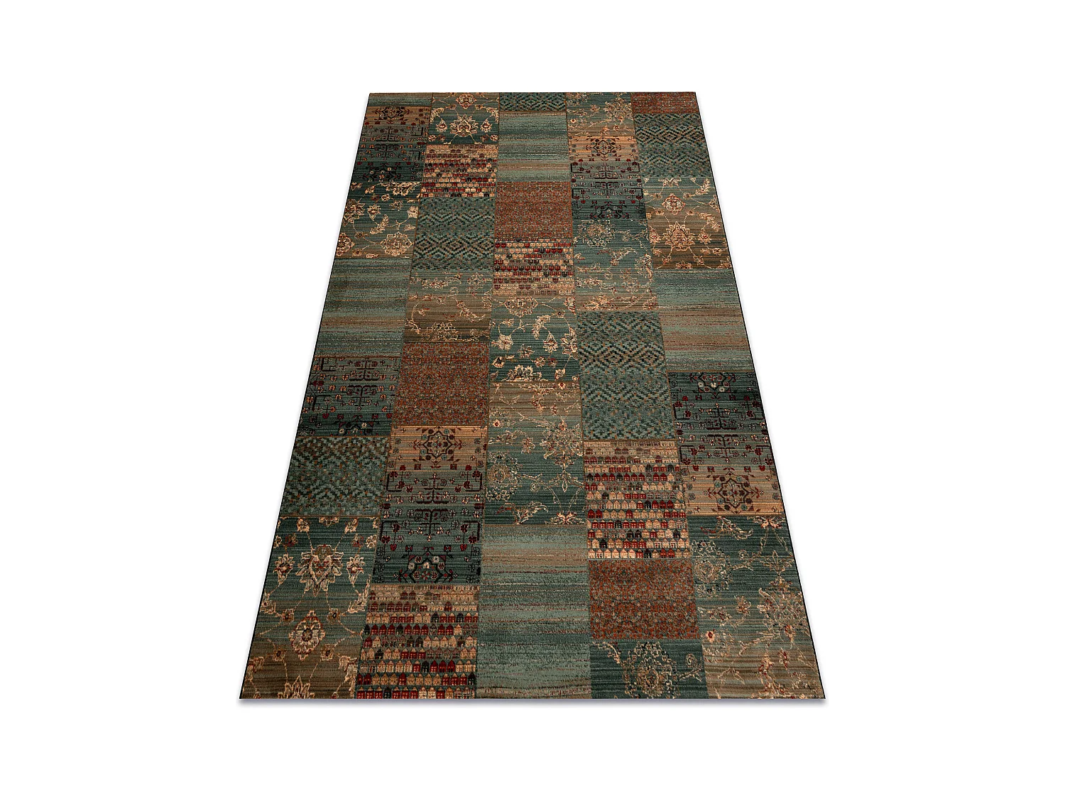 Tapis en laine KASHQAI 4327 400 Patchwork vert 160x240 cm
