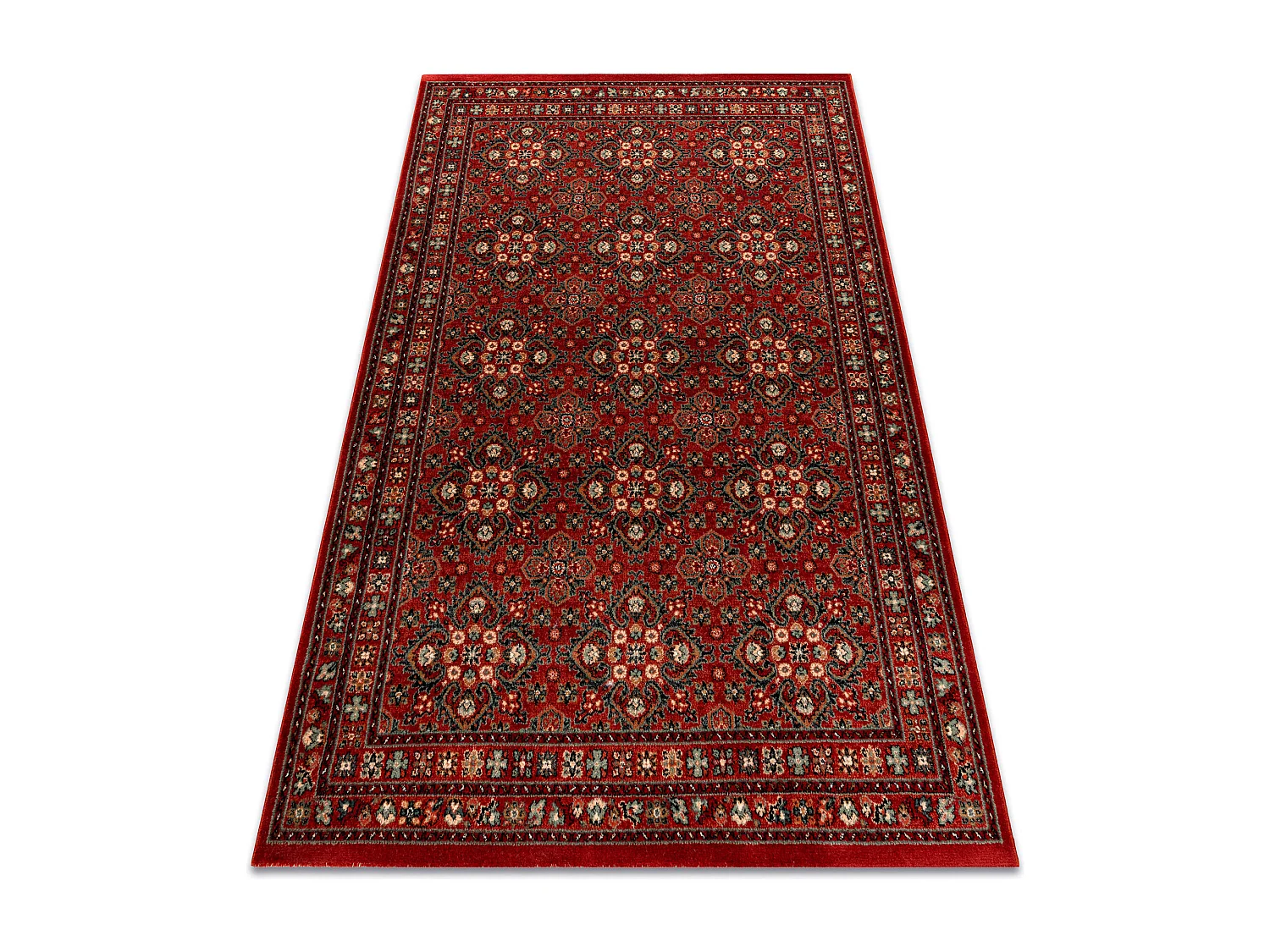 Tapis en laine KASHQAI 4372 300 Fleurs, cadre bordeaux 80x160 cm