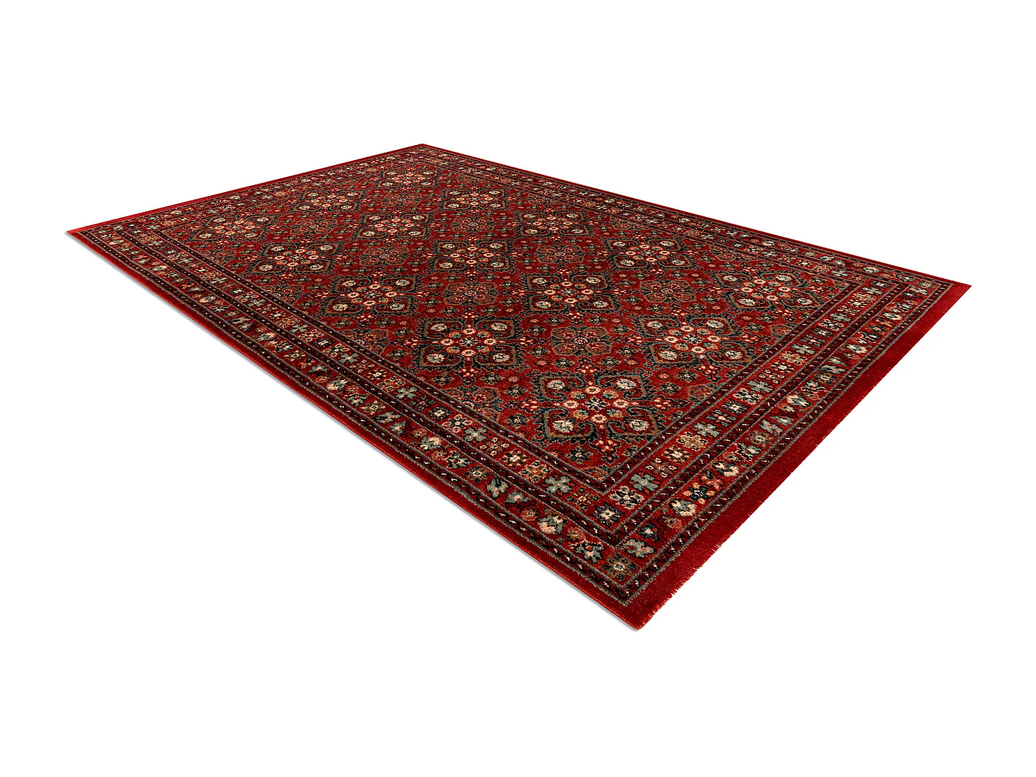 Tapis en laine KASHQAI 4372 300 Fleurs, cadre bordeaux 160x240 cm