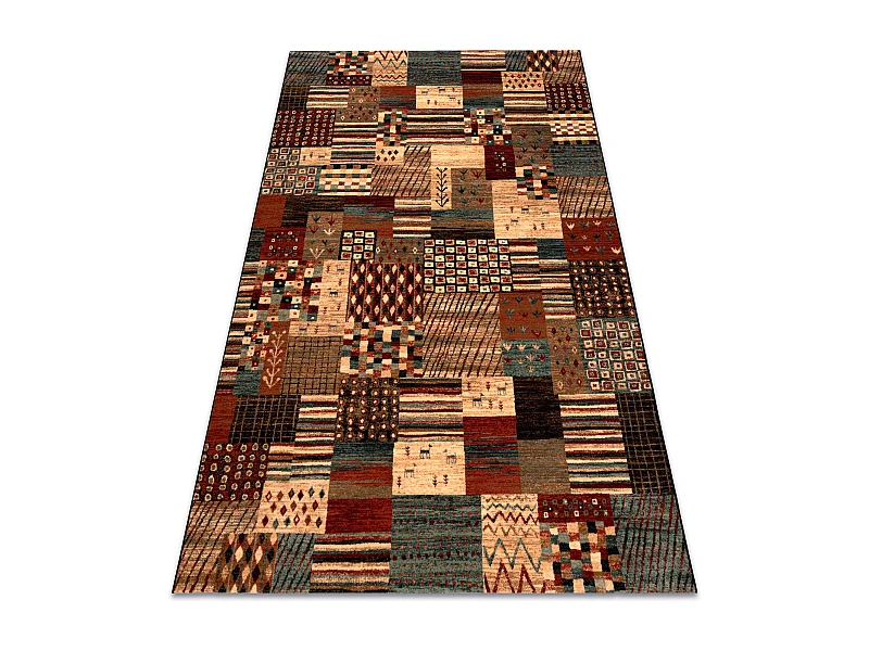 Dywan wełniany KASHQAI 4353 990 Patchwork terakota / beż 200x300 cm