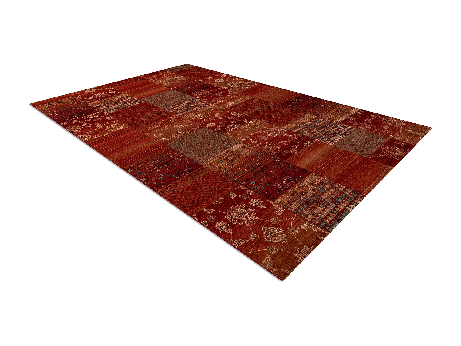 Wollen tapijt KASHQAI 4327 300 Lapwerk rode kleur 135x200 cm