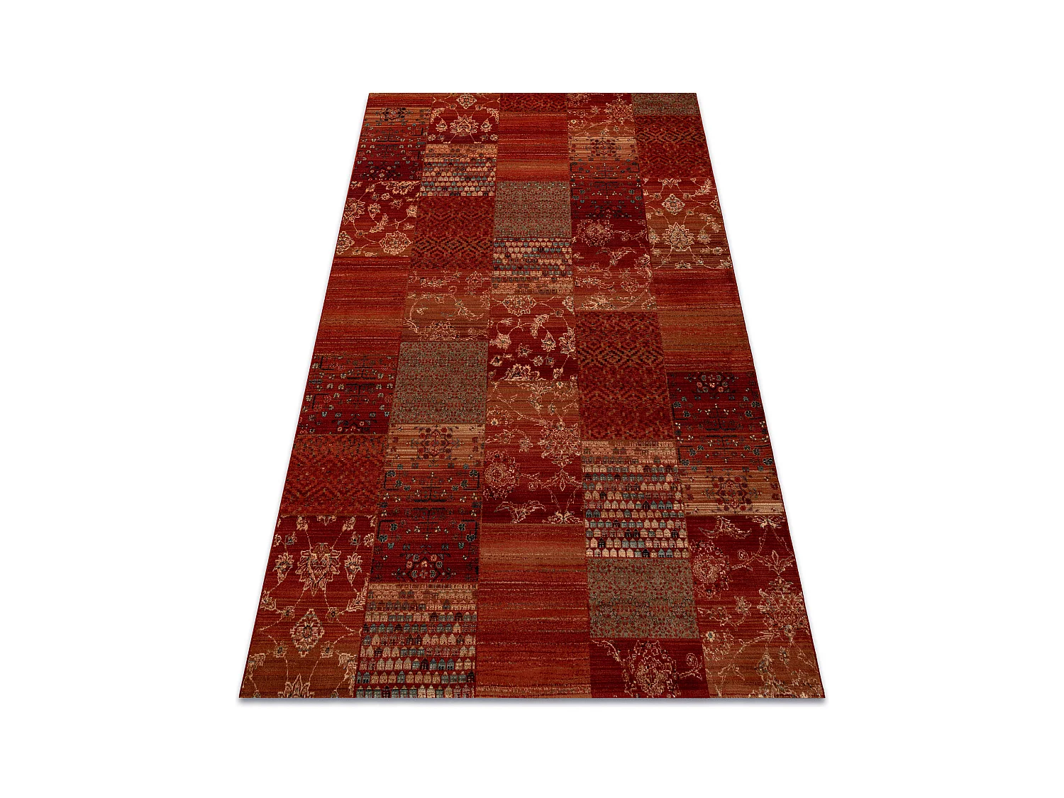 Tapis en laine KASHQAI 4327 300 Patchwork bordeaux 135x200 cm