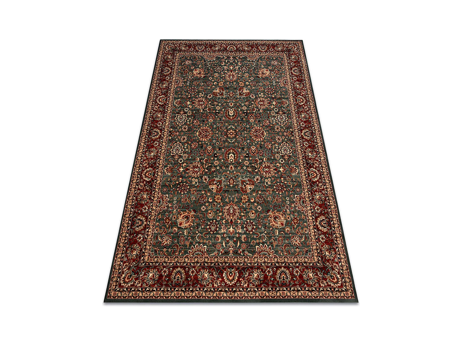 Tapis en laine KASHQAI 4362 400 ornement vert / bordeaux 80x160 cm