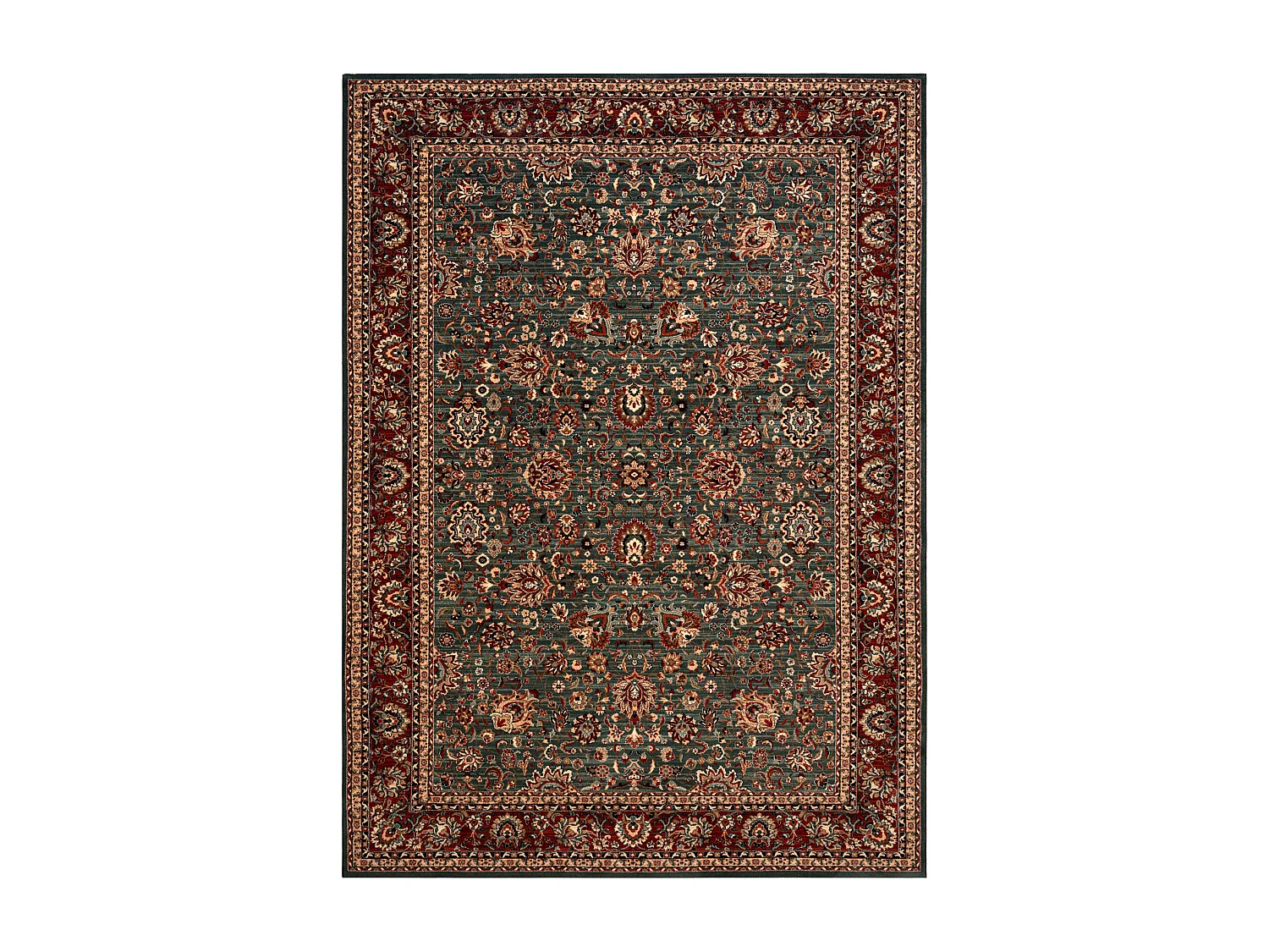 Wollteppich KASHQAI 4362 400 Ornament grün / rotwein 80x160 cm