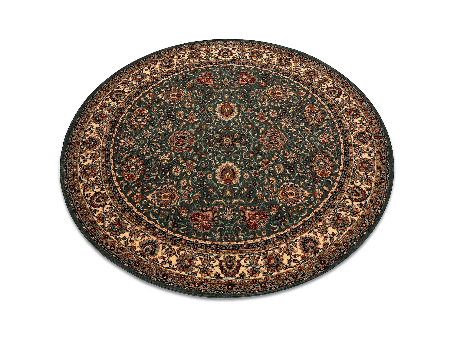 Wollteppich KASHQAI 4362 410 Kreis Ornament grün / beige cercle 120 cm