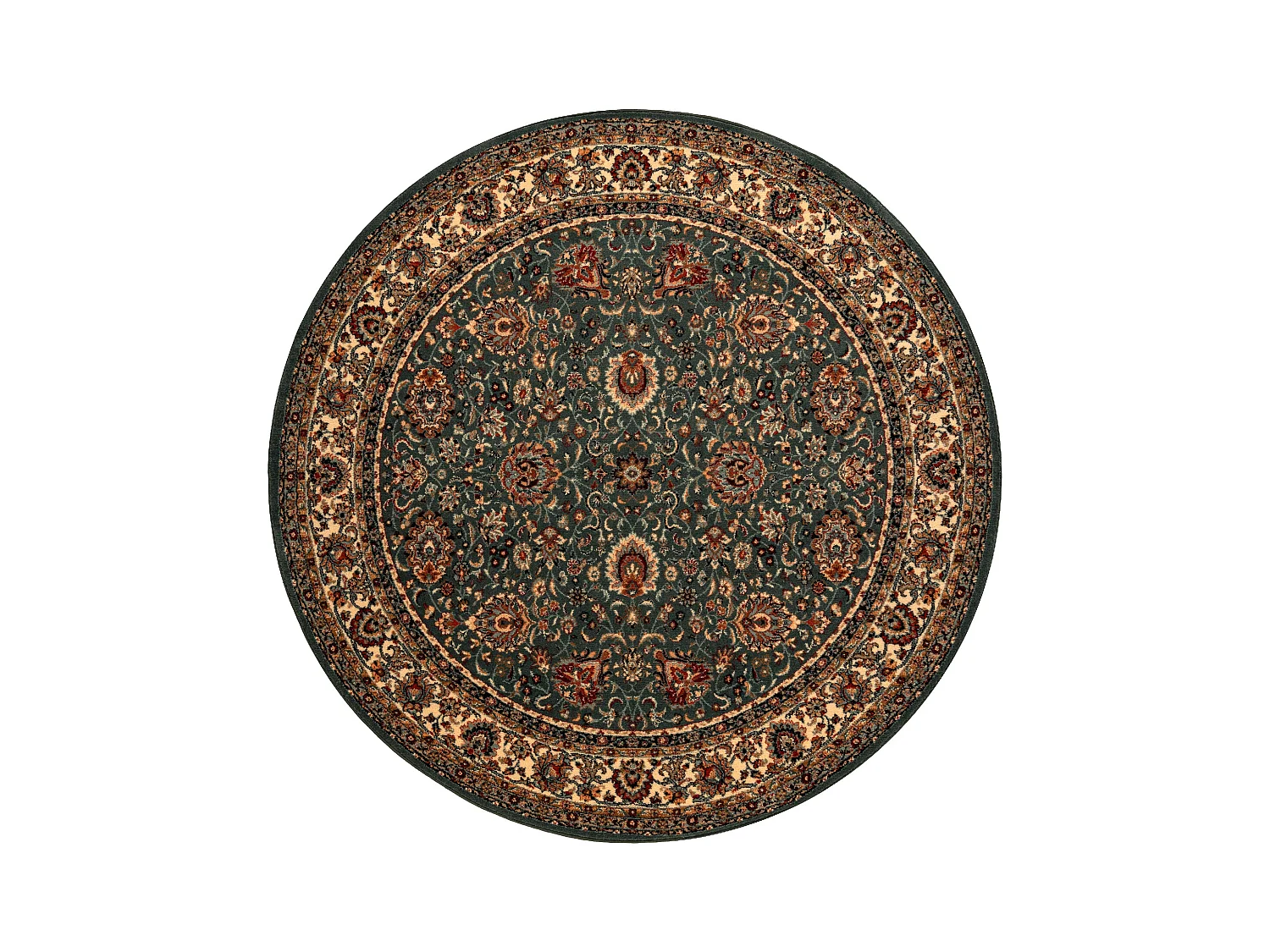 Wollteppich KASHQAI 4362 410 Kreis Ornament grün / beige cercle 120 cm