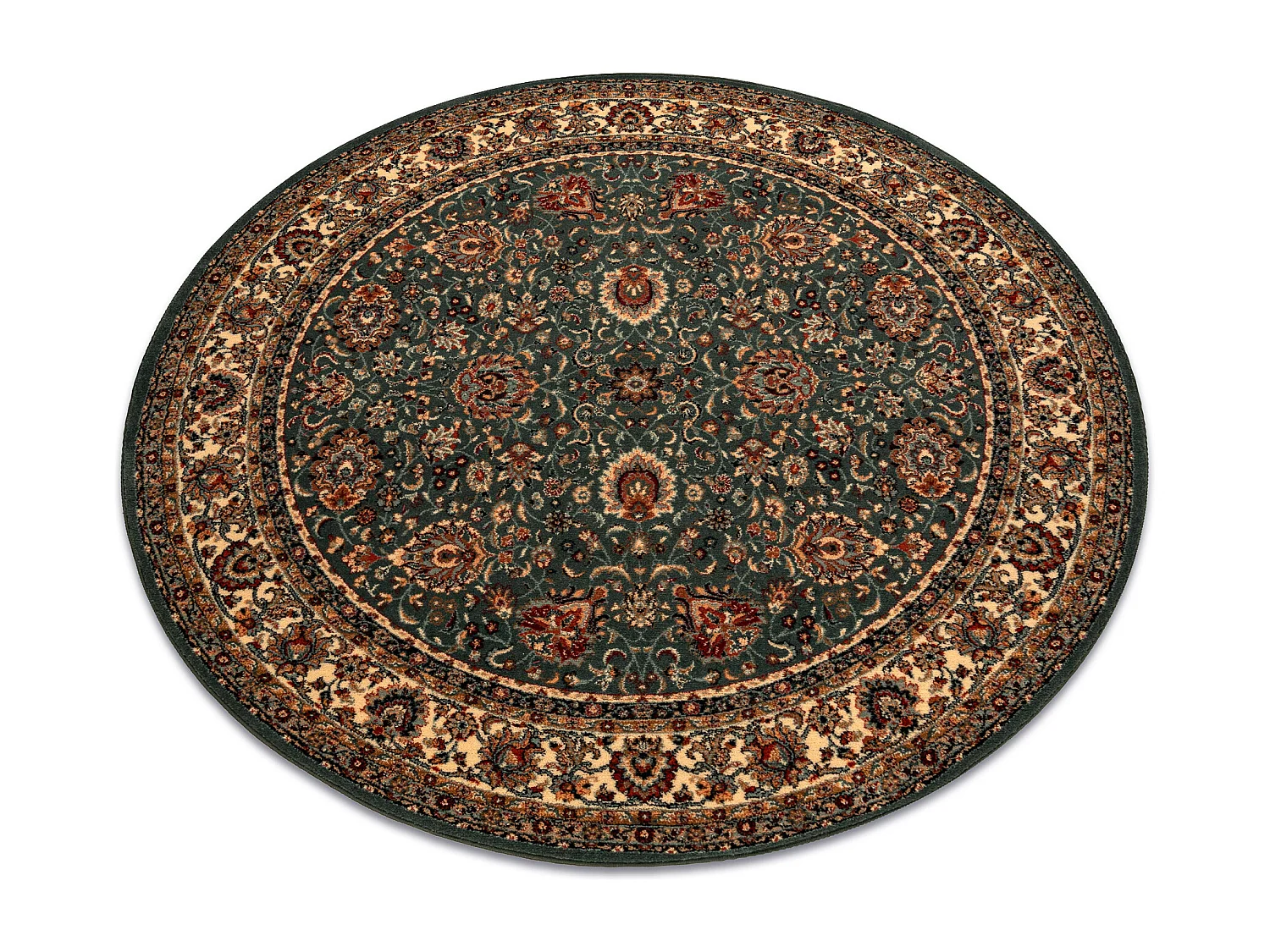Tapis en laine KASHQAI 4362 410 cercle ornement vert / beige cercle 120 cm