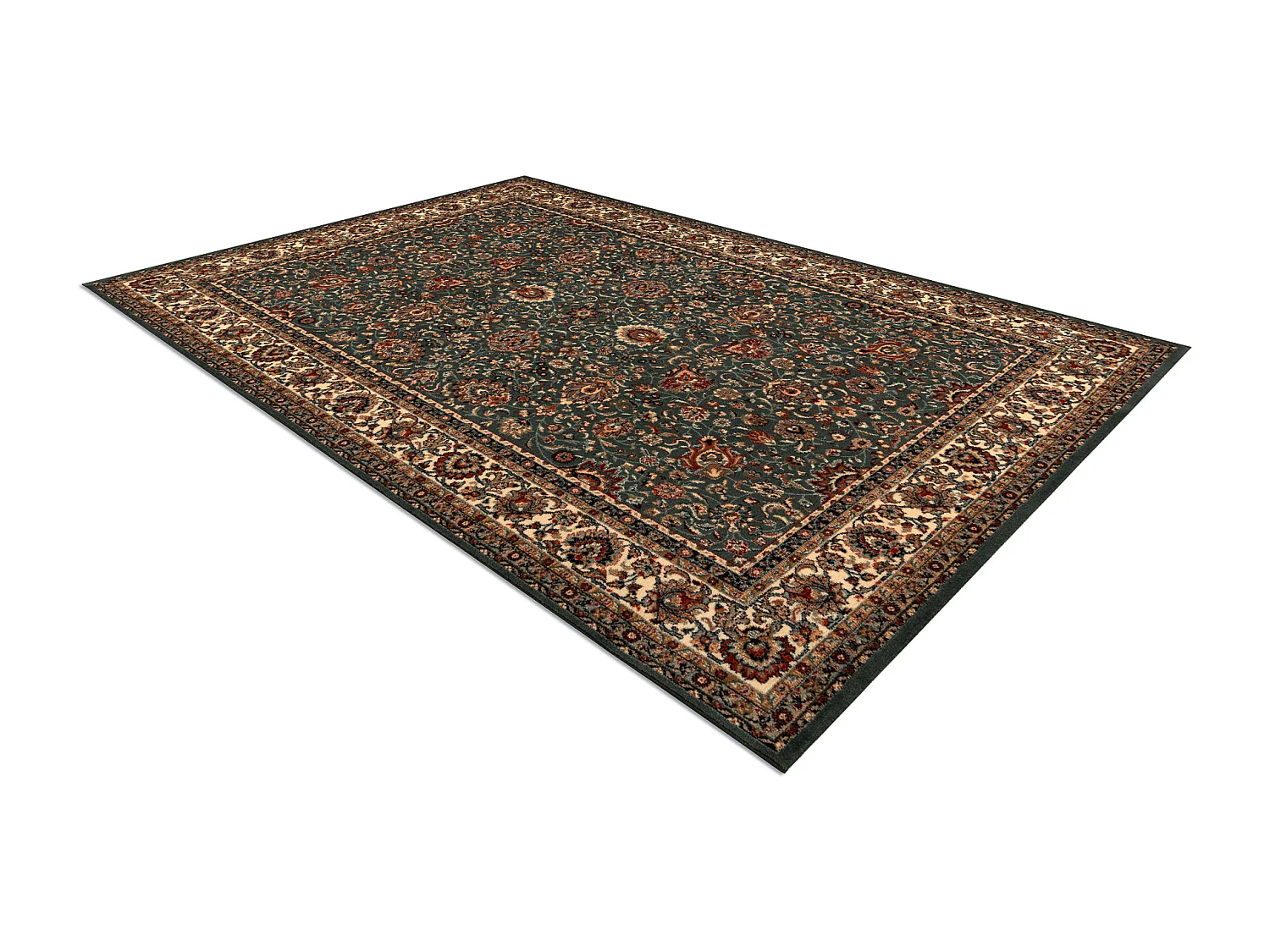 Tapis en laine KASHQAI 4362 410 ornement vert / beige 67x130 cm
