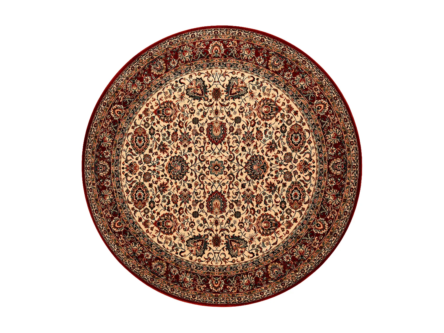 Tapis en laine KASHQAI 4362 102 cercle ornement beige / bordeaux cercle 160 cm