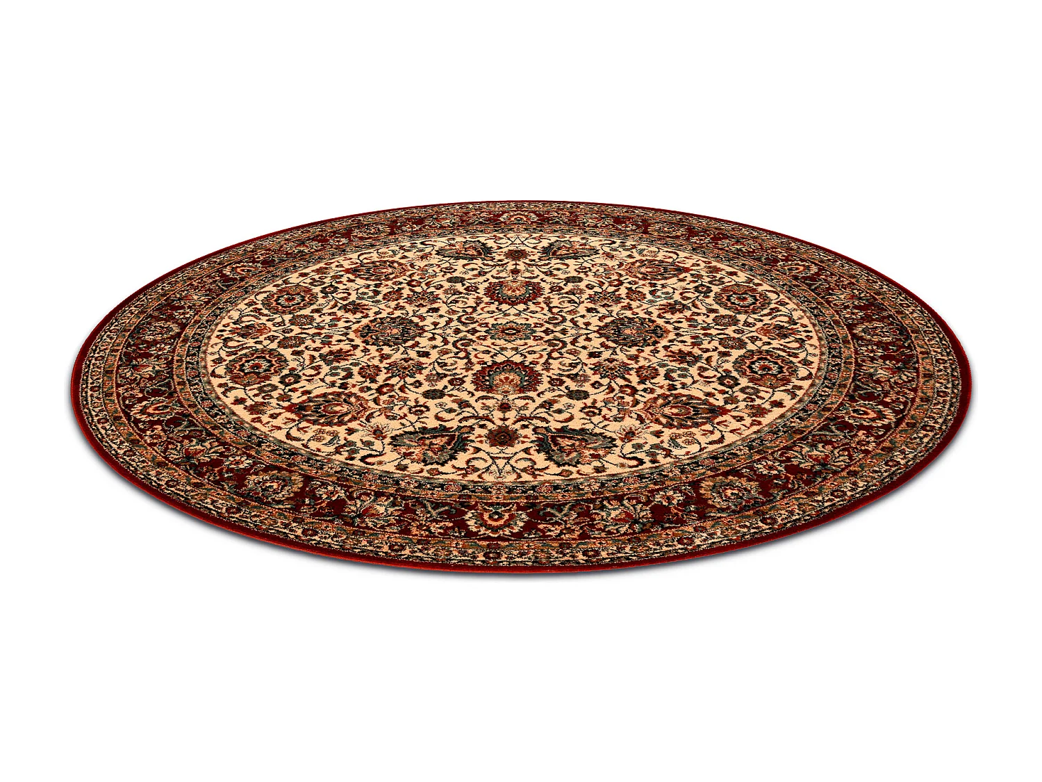Tapis en laine KASHQAI 4362 102 cercle ornement beige / bordeaux cercle 160 cm