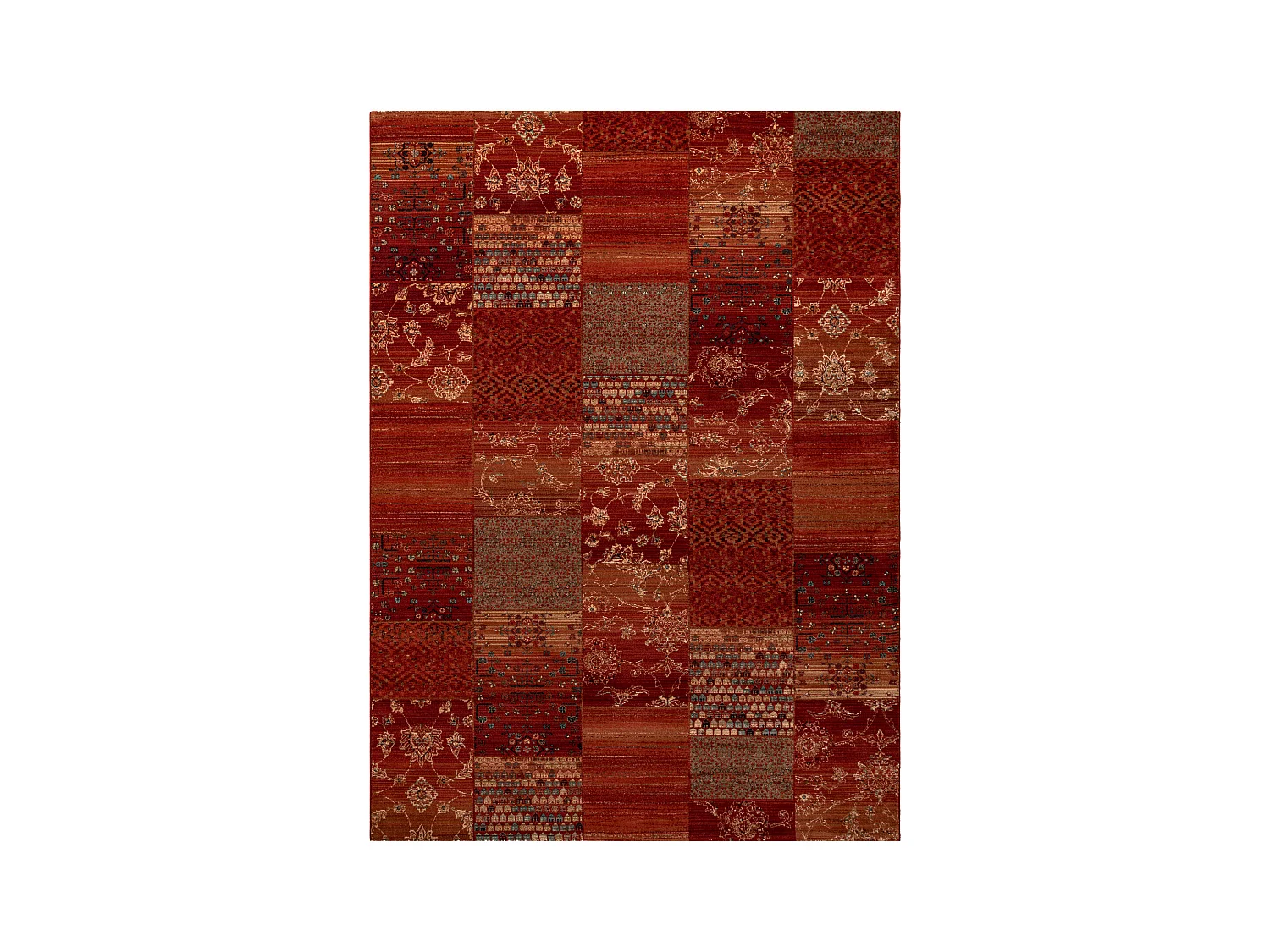 Tapis en laine KASHQAI 4327 300 Patchwork bordeaux 200x300 cm