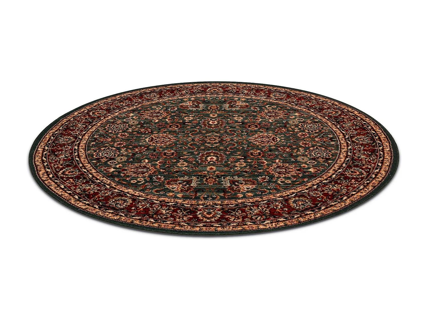 Tapis en laine KASHQAI 4362 400 cercle ornement vert / bordeaux cercle 160 cm